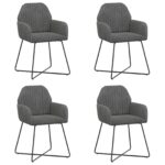 vidaXL Jedálenské stoličky 4 pcs Zamat Tmavosivá 55 x 50 x 84 cm – Obrázok 2
