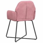 vidaXL Jedálenské stoličky 4 pcs Zamat Ružová 55 x 50 x 84 cm – Obrázok 5
