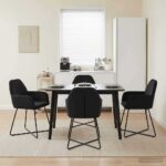 vidaXL Jedálenské stoličky 4 pcs Zamat Čierna 55 x 50 x 84 cm