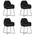 vidaXL Jedálenské stoličky 4 pcs Zamat Čierna 55 x 50 x 84 cm – Obrázok 2