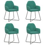 vidaXL Jedálenské stoličky 4 pcs Zamat Tyrkysová 55 x 50 x 84 cm – Obrázok 2