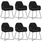 vidaXL Jedálenské stoličky 6 pcs Zamat Čierna 55 x 50 x 84 cm – Obrázok 2