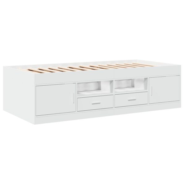 vidaXL Rám postele so skladom Biela 80 x 200 cm Kompozitné drevo – Obrázok 3