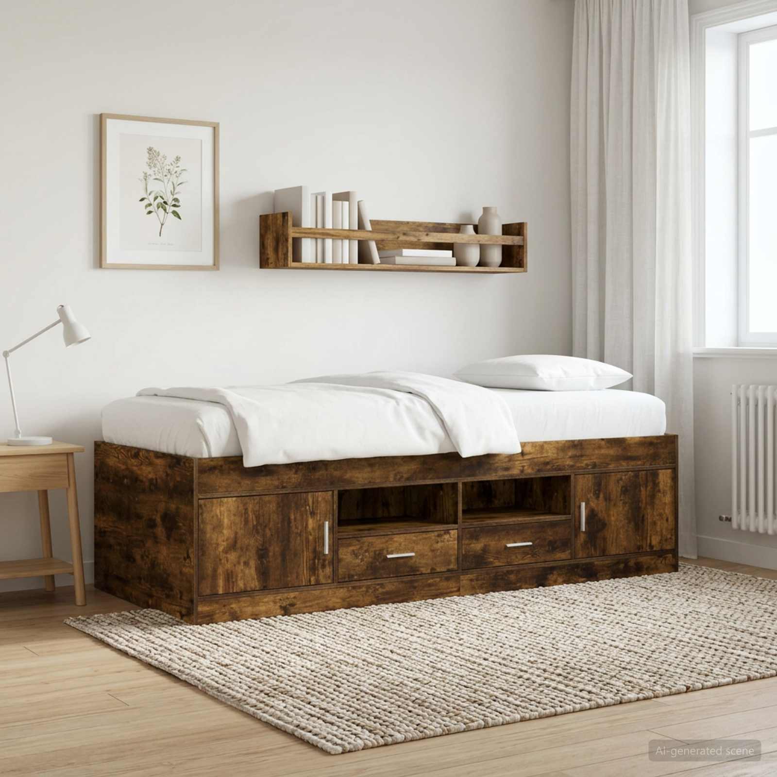 3429495_1.jpg vidaXL Rám postele so skladom Dymový dub 80 x 200 cm Kompozitné drevo – Obrázok 1
