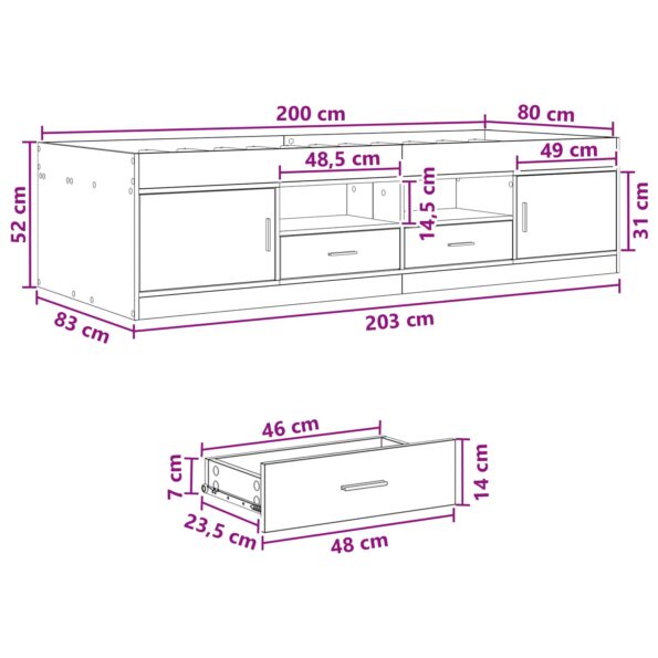 vidaXL Rám postele so skladom Čierny dub 80 x 200 cm Kompozitné drevo – Obrázok 10