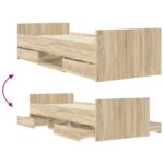 vidaXL Rám postele so skladom Dub sonoma 80 x 200 cm Kompozitné drevo – Obrázok 7