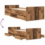 vidaXL Rám postele so skladom Staré drevo 80 x 200 cm Kompozitné drevo – Obrázok 7