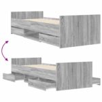 vidaXL Rám postele so skladom Sivý Sonoma 80 x 200 cm Kompozitné drevo – Obrázok 7