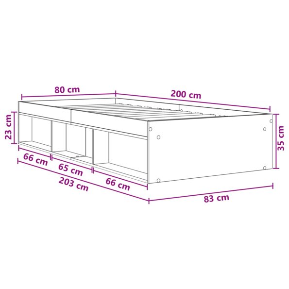 vidaXL Rám postele so skladom Dymový dub 80 x 200 cm Kompozitné drevo – Obrázok 10