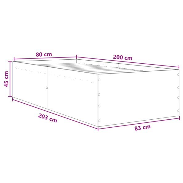 vidaXL Rám postele na podlahe Biela 80 x 200 cm Kompozitné drevo – Obrázok 9