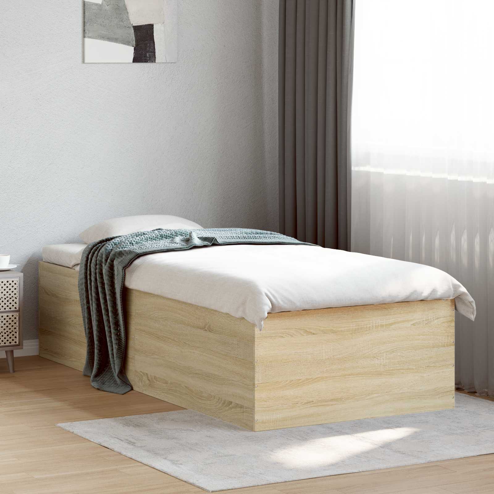 3429534_1.jpg vidaXL Rám postele na podlahe Dub sonoma 80 x 200 cm Kompozitné drevo – Obrázok 1