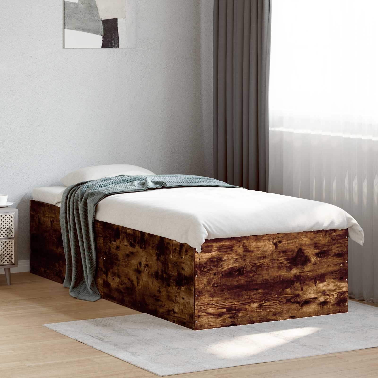 3429535_1.jpg vidaXL Rám postele na podlahe Dymový dub 80 x 200 cm Kompozitné drevo – Obrázok 1