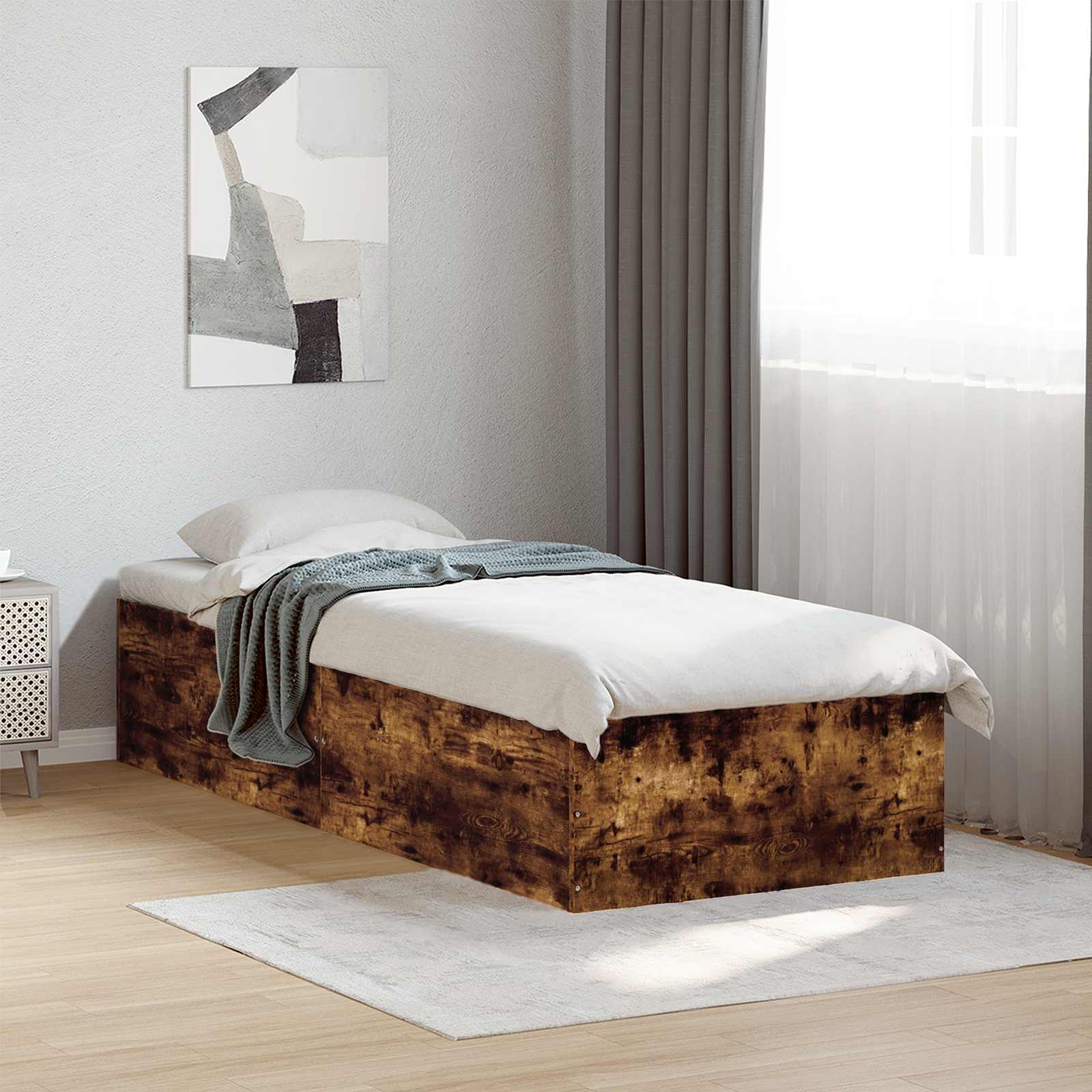 3429543_1.jpg vidaXL Rám postele na podlahe Dymový dub 80 x 200 cm Kompozitné drevo – Obrázok 1