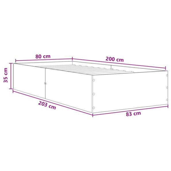 vidaXL Rám postele na podlahe Dymový dub 80 x 200 cm Kompozitné drevo – Obrázok 9