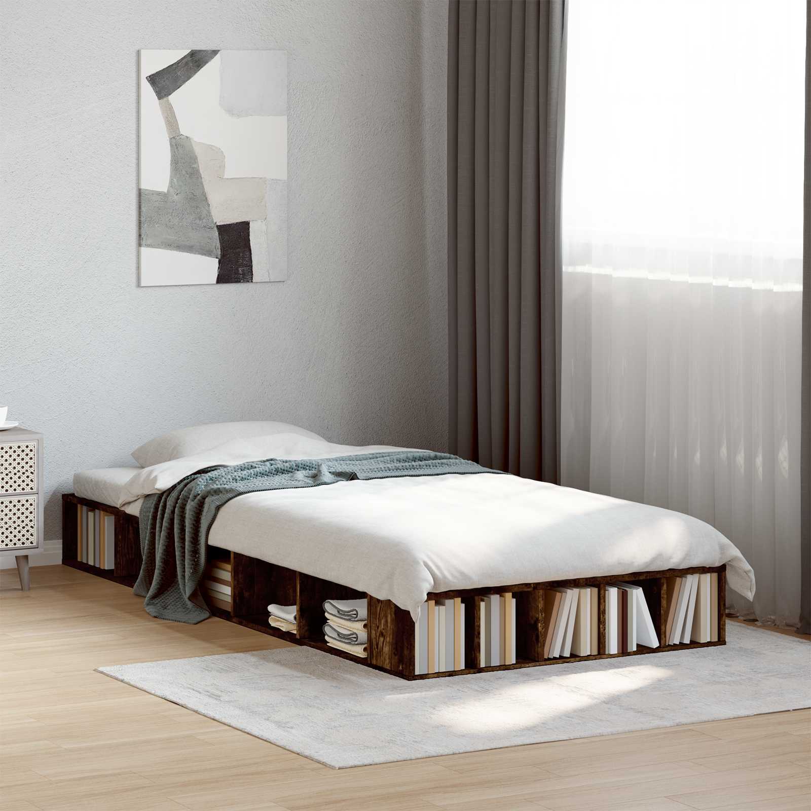 3429551_1.jpg vidaXL Rám postele so skladom Dymový dub 80 x 200 cm Kompozitné drevo – Obrázok 1