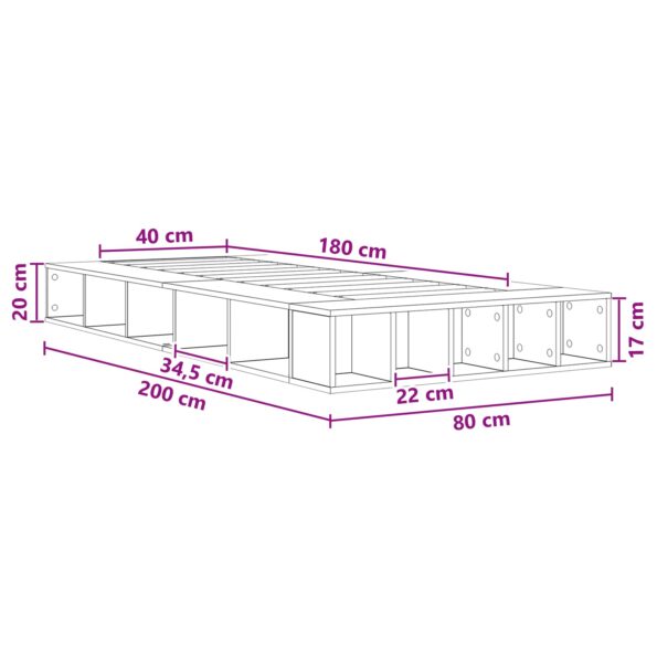 vidaXL Rám postele so skladom Dymový dub 80 x 200 cm Kompozitné drevo – Obrázok 10