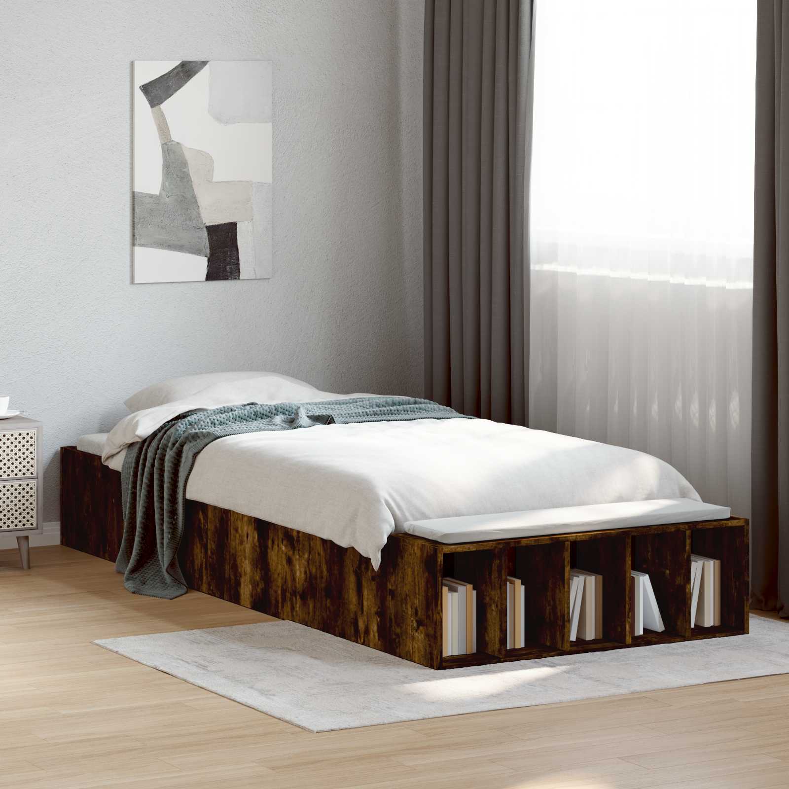 3429559_1.jpg vidaXL Rám postele so skladom Dymový dub 80 x 200 cm Kompozitné drevo – Obrázok 1