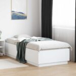 vidaXL Posteľový rám s LED Biela 80 x 200 cm Kompozitné drevo