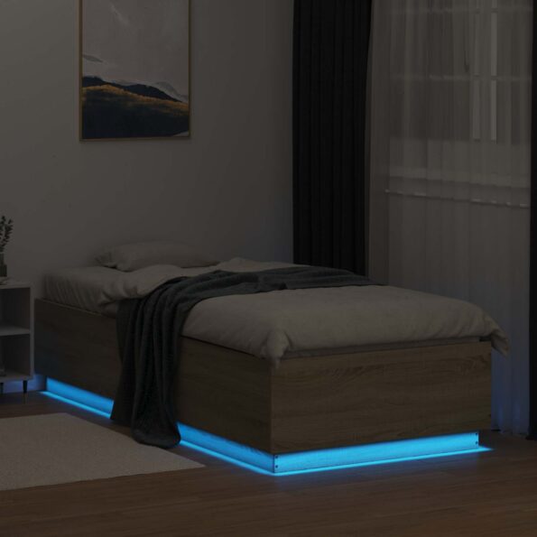 vidaXL Posteľový rám s LED Dub sonoma 80 x 200 cm Kompozitné drevo – Obrázok 3