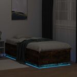 vidaXL Posteľový rám s LED Dymový dub 80 x 200 cm Kompozitné drevo – Obrázok 3