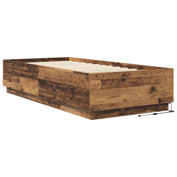 vidaXL Posteľový rám s LED Staré drevo 80 x 200 cm Kompozitné drevo – Obrázok 5