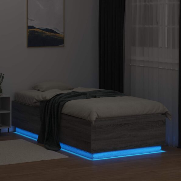 vidaXL Posteľový rám s LED Sivý Sonoma 80 x 200 cm Kompozitné drevo – Obrázok 3