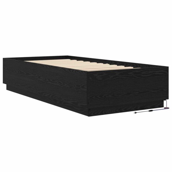 vidaXL Posteľový rám s LED Čierny dub 80 x 200 cm Kompozitné drevo – Obrázok 5