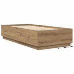 vidaXL Posteľový rám s LED Dub artisan 80 x 200 cm Kompozitné drevo – Obrázok 6
