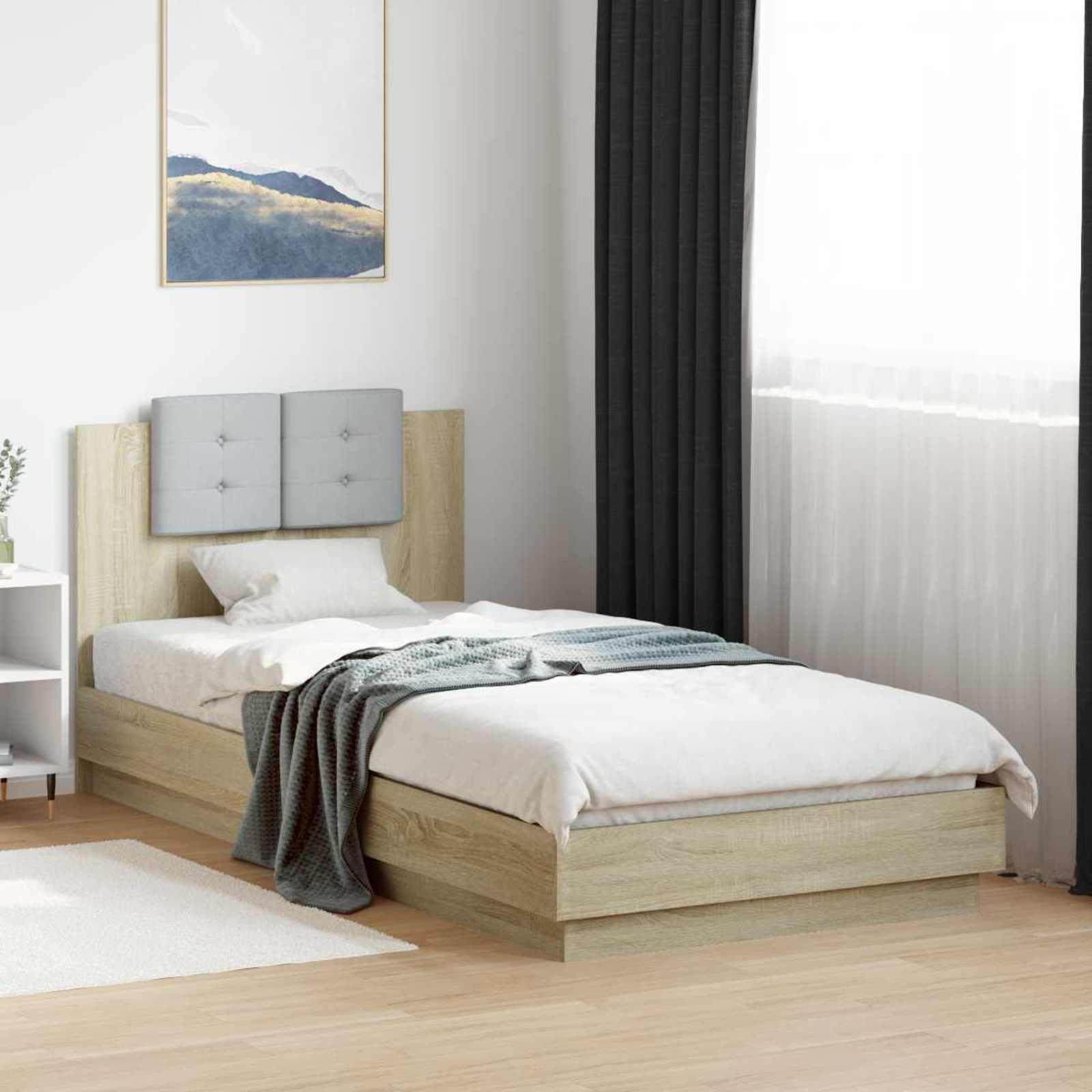 3429574_1.jpg vidaXL Rám postele s čelom Dub sonoma 80 x 200 cm Kompozitné drevo – Obrázok 1