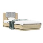 vidaXL Rám postele s čelom Dub sonoma 80 x 200 cm Kompozitné drevo – Obrázok 2