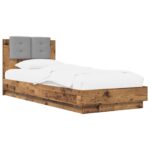 vidaXL Rám postele s čelom Staré drevo 80 x 200 cm Kompozitné drevo – Obrázok 2