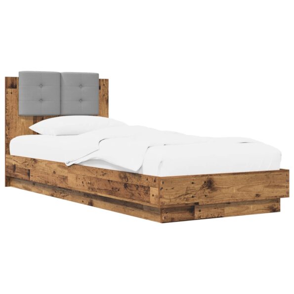 vidaXL Rám postele s čelom Staré drevo 80 x 200 cm Kompozitné drevo – Obrázok 2