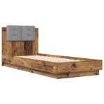 vidaXL Rám postele s čelom Staré drevo 80 x 200 cm Kompozitné drevo – Obrázok 3