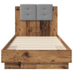 vidaXL Rám postele s čelom Staré drevo 80 x 200 cm Kompozitné drevo – Obrázok 4