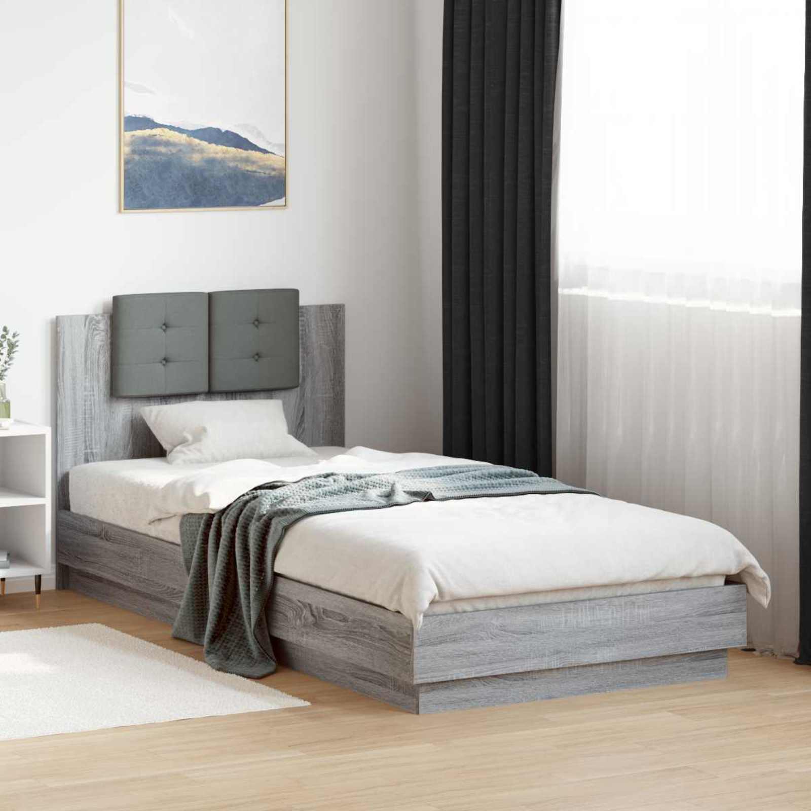 3429577_1.jpg vidaXL Rám postele s čelom Sivý Sonoma 80 x 200 cm Kompozitné drevo – Obrázok 1