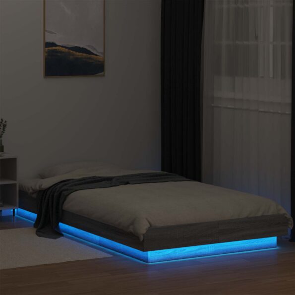 vidaXL Posteľový rám s LED Sivý Sonoma 80 x 200 cm Kompozitné drevo – Obrázok 3