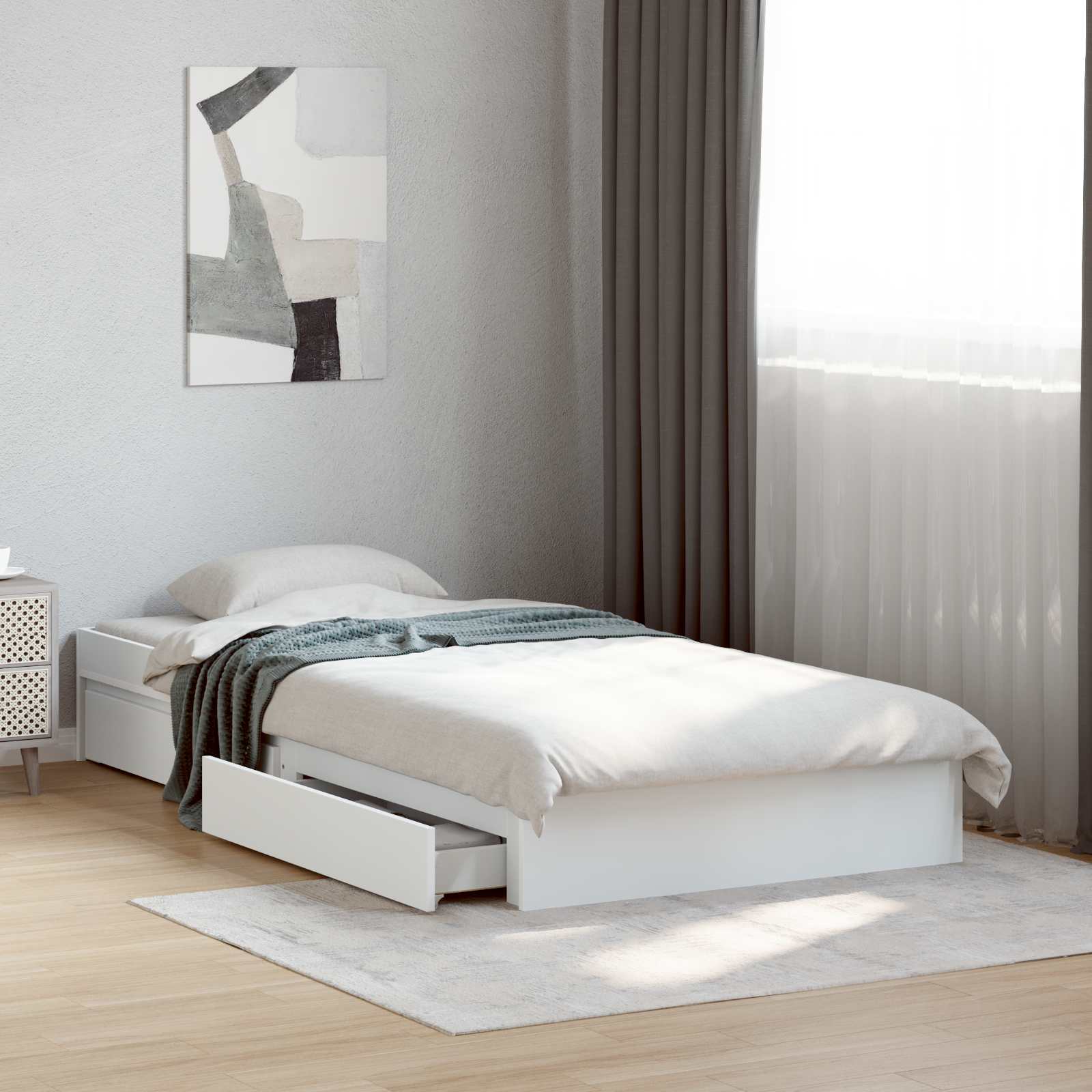 3429589_1.jpg vidaXL Rám postele so skladom Biela 80 x 200 cm Kompozitné drevo – Obrázok 1