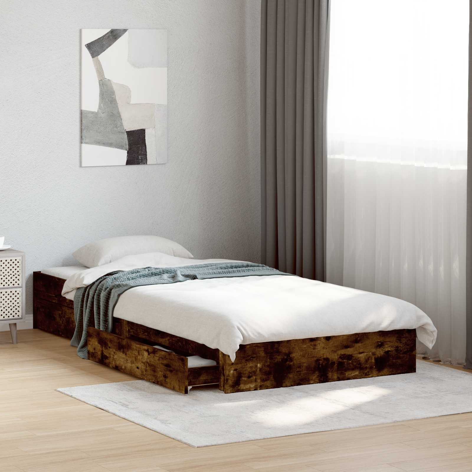 3429591_1.jpg vidaXL Rám postele so skladom Dymový dub 80 x 200 cm Kompozitné drevo – Obrázok 1
