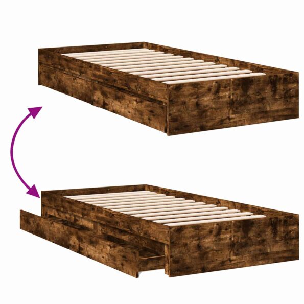 vidaXL Rám postele so skladom Dymový dub 80 x 200 cm Kompozitné drevo – Obrázok 8