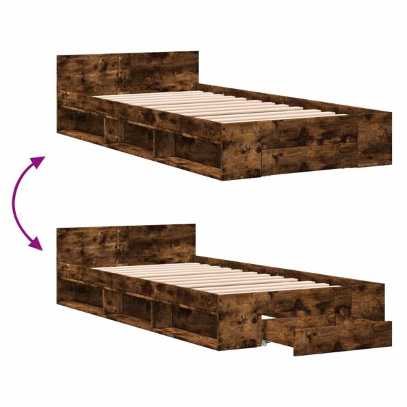 vidaXL Rám postele so skladom Dymový dub 80 x 200 cm Kompozitné drevo – Obrázok 8