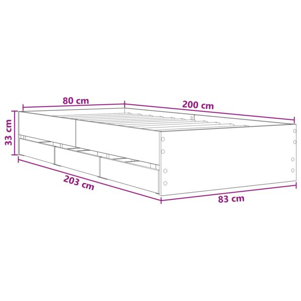 vidaXL Rám postele so skladom Dymový dub 80 x 200 cm Kompozitné drevo – Obrázok 9