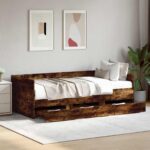 vidaXL Rám postele so skladom Dymový dub 80 x 200 cm Kompozitné drevo