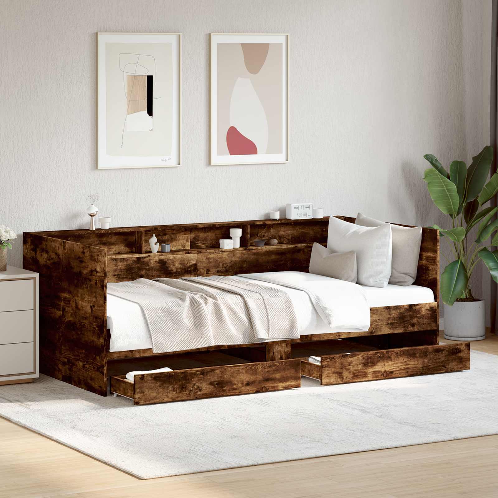 3429639_1.jpg vidaXL Rám postele so skladom Dymový dub 80 x 200 cm Kompozitné drevo – Obrázok 1