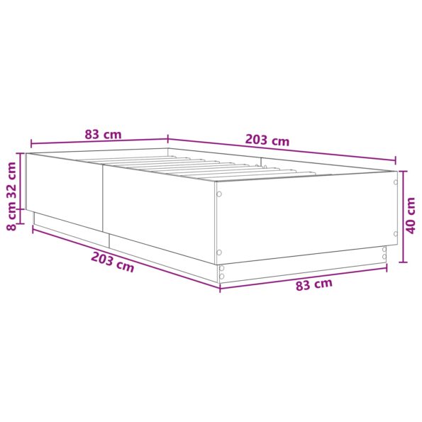 vidaXL Rám postele Čierny dub 80 x 200 cm Kompozitné drevo – Obrázok 9