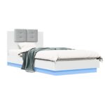 vidaXL Posteľový rám s LED Biela 80 x 200 cm Kompozitné drevo – Obrázok 2