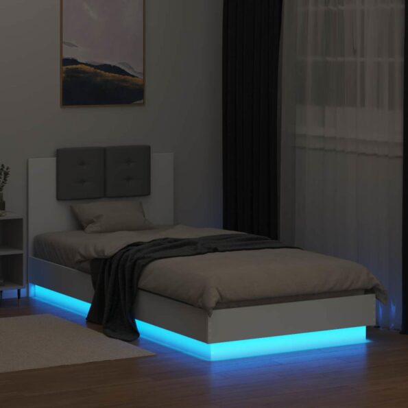 vidaXL Posteľový rám s LED Biela 80 x 200 cm Kompozitné drevo – Obrázok 3