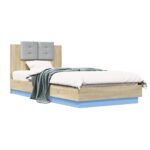 vidaXL Posteľový rám s LED Dub sonoma 80 x 200 cm Kompozitné drevo – Obrázok 2