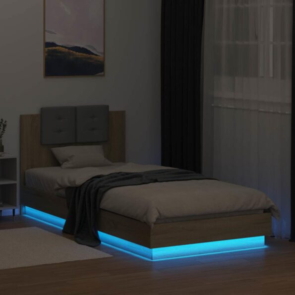 vidaXL Posteľový rám s LED Dub sonoma 80 x 200 cm Kompozitné drevo – Obrázok 3