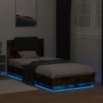 vidaXL Posteľový rám s LED Dymový dub 80 x 200 cm Kompozitné drevo – Obrázok 3