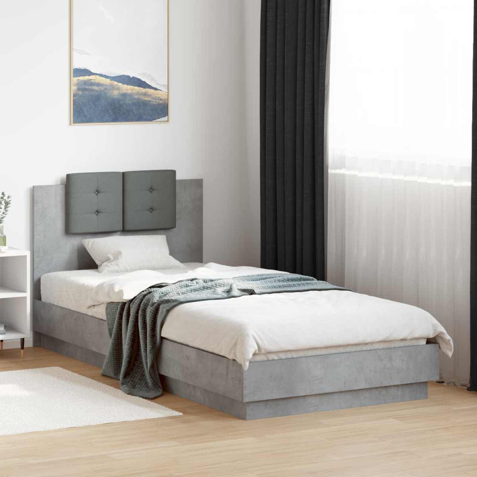 3429666_1.jpg vidaXL Posteľový rám s LED Betónovo sivá 80 x 200 cm Kompozitné drevo – Obrázok 1